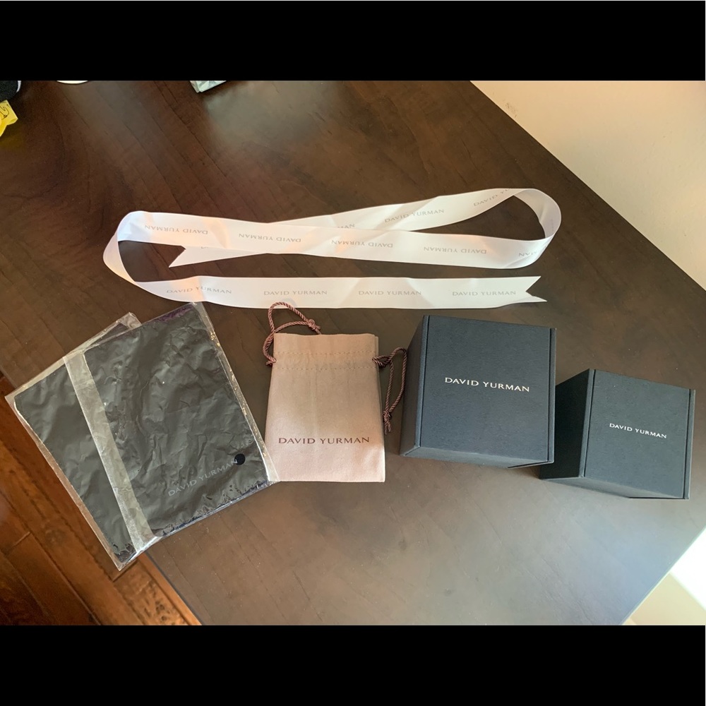 2 David Yurman boxes/ribbon/pouch/cleaning cloth